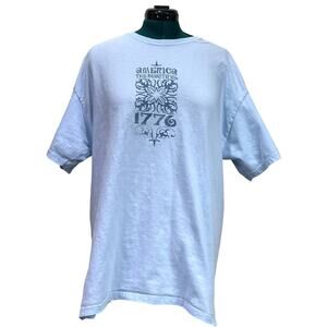 America the Beautiful 1776 Tee Shirt Top Light Blue 100% Cotton Adult XL